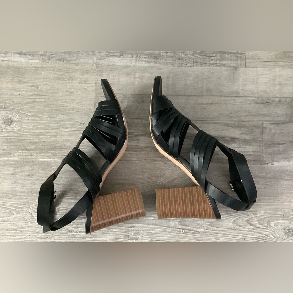 Madden Girl Reine Black Woven Chunky Heels - Picture 4 of 8